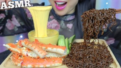 ASMR SPICIEST GHOST PEPPER NOODLES + KING CRAB + CHEESE SAUCE (EATING SOUNDS) NO TALKING | SAS-ASMR