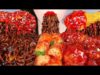 ASMR SPICY CHICKEN, BLACK BEAN NOODLES 양념치킨, 짜장라면, 총각김치 KOREAN RADISH KIMCHI EATING SOUNDS MUKBANG먹방