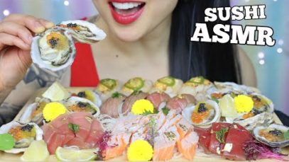 ASMR SUSHI PLATTER *OYSTER + OTORO + SAKATORO + SCALLOP + WAGYU (EATING SOUND) NO TALKING | SAS-ASMR