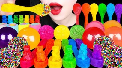 ?RAINBOW BEAR CANDY, SPOON KOHAKUTO, GIANT JELLY DESSERTS *MOST POPULAR FOOD FOR ASMR EATING MUKBANG