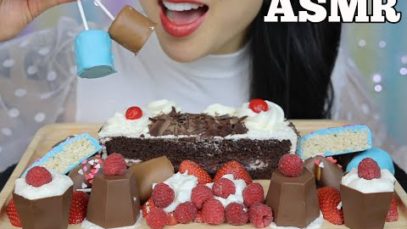 ASMR CHOCOLATE CAKE TREATS + FRUITS WHIP CREAM (EATING SOUNDS) NO TALKING | SAS-ASMR