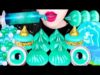 ASMR CLEAR TEAL FOOD 에메랄드색 먹방 JELLO SHOOTER, EYEBALL JELLY, POPPING CAKE EATING SOUNDS MUKBANG