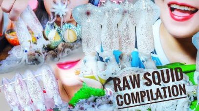 ASMR EATING RAW BABY SQUID COMPILATION , EATING SOUNDS | LINH-ASMR