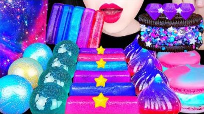 ASMR GALAXY DESSERTS 갤럭시 건반젤리, 오레오 아이스크림 SHEET JELLY, ICE CREAM, GUMMY *MOST POPULAR FOOD EATING 먹방