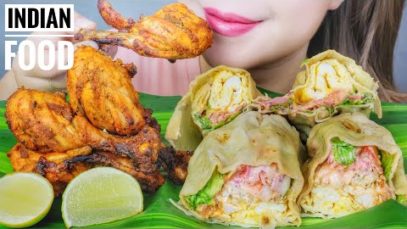 ASMR INDIAN FOOD (GRILLED CHICKEN X INDIAN KEBAB) , EATING SOUNDS | LINH-ASMR