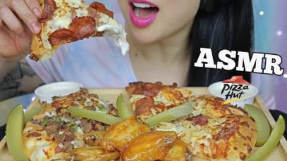 ASMR PIZZA HUT + HOT WINGS (EATING SOUNDS) NO TALKING | SAS-ASMR