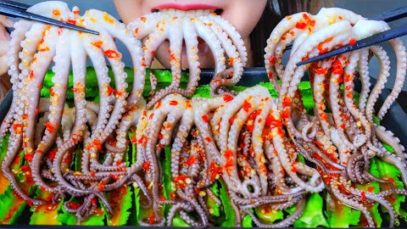 ASMR EATING SUPER SPICY OCTOPUS , EATING SOUNDS | LINH-ASMR