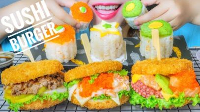 ASMR EATING SUSHI CAKE X SUSHI BURGER , EATING SOUNDS | LINH-ASMR