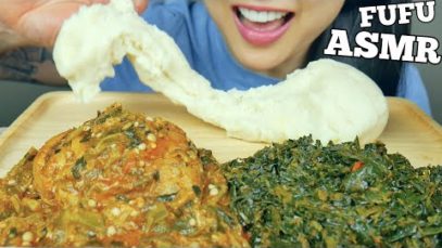 ASMR FUFU, EFO RIRO AND OKRA SOUP (EATING SOUNDS) NIGERIAN FOOD NO TALKING | SAS-ASMR