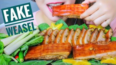 ASMR GRILLED FAKE WEASEL FROM WILD PORK ,  EATING SOUNDS | LINH-ASMR