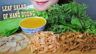 ASMR LEAF SALAD OF HANG DUONG QUAN , EATING SOUNDS | LINH-ASMR