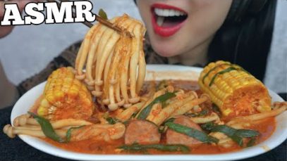 ASMR SPICY MUSHROOM + CORN + SAUSAGE + GLASS NOODLES (EATING SOUNDS) NO TALKING | SAS-ASMR