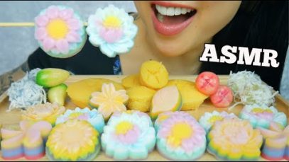 ASMR THAI DESSERT ขนมไทย JELLY LUK CHUP COCONUT BALL PALM CAKE (EATING SOUND) NO TALKING | SAS-ASMR