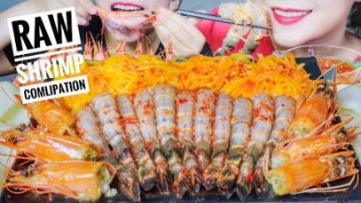 ASMR EATING RAW SHRIMPS COMLIPATION EATING SOUNDS | LINH-ASMR