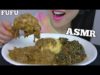 ASMR FUFU SPINACH SAUCE + OKRA SOUP *NIGERIAN FOOD (EATING SOUNDS) NO TALKING | SAS-ASMR