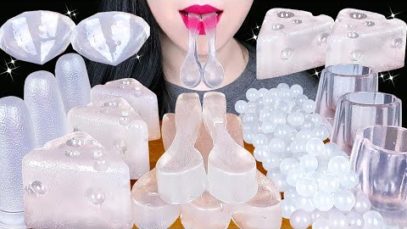 ASMR CLEAR DESSERTS 투명 디저트먹방 DIAMOND JELLY, EDIBLE JELLO CUPS, FROG EGG JELLY EATING SOUNDS MUKBANG