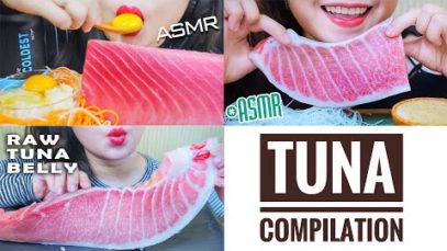 ASMR EATING RAW TUNA  TUNA SASHIMI  COMPILATION  EATING SOUNDS LINH ASMR
