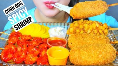 ASMR KOREAN CORN DOG X SPICY SHRIMP , EATING SOUNDS | LINH-ASMR