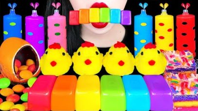 ASMR RAINBOW FOOD *DRINK JELLO SHOOTER, RAINBOW JELLY, CAKE POPS 무지개 젤리, 무지개 드링크 슈터 먹방 EATING SOUNDS
