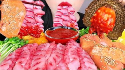 ASMR RAW SEAFOOD MUKBANG 해산물 먹방 RAW FISH SEA CUCUMBER, SEA PINEAPPLE 가오리회, 해삼, 멍게 EATING SOUNDS