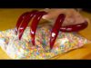 ASMR RED Long Nails sound tapping triggers