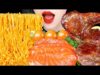 ASMR SALMON, TANGHULU, SPICY CREAMY NOODLES, STEAK 연어회, 탕후루, 스테이크, 크림진짬뽕 먹방 EATING SOUNDS MUKBANG