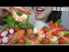 ASMR SEAFOOD SHRIMP PLATTER + FRESH VEGGIES + SEAWEED NOODLES (EATING SOUNDS) NO TALKING | SAS-ASMR