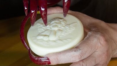 ASMR Soap & Red Long Nails tapping scratching calming triggers