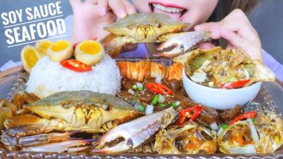 ASMR SOY SAUCE MARINATED SEAFOOD (RAW CRAB , RAW SHRIMP , SOFT BOILED EGGS) EATING SOUNDS |LINH-ASMR