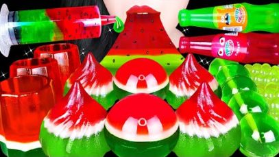 Watermelon Food Dessert Mukbang 수박젤리 먹방 WATERMELON JELLO SHOOTER, EDIBLE CUPS, JELLY EATING SOUNDS