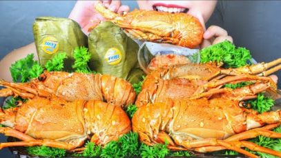 ASMR BÁNH GIÒ TÔM ( Pyramidal rice dumpling ) X GREEN LOBSTER EATING SOUNDS | LINH-ASMR