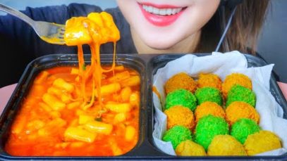 ASMR CHEESY MINI RICE CAKE X CHEESE BALL , EATING SOUNDS | LINH-ASMR