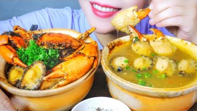 ASMR CRAB X ABALONE NOODLES AND SOUP , EATING SOUNDS | LINH-ASMR