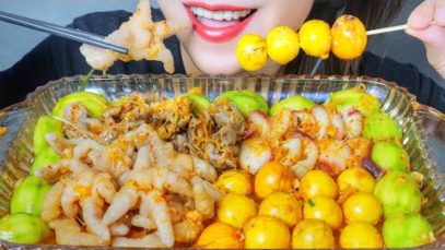 ASMR EATING CHICKEN FEET X YOUNG EGGS X OCTOPUS IN THAILAND SAUCE , EATING SOUNDS | LINH-ASMR