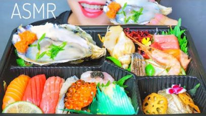 ASMR KAKI KIRI GOZEN | SASHIMI X SUSHI SET (RAW OYSTER , SALMON , TUNA,SWEET SHRIMP)  | LINH-ASMR