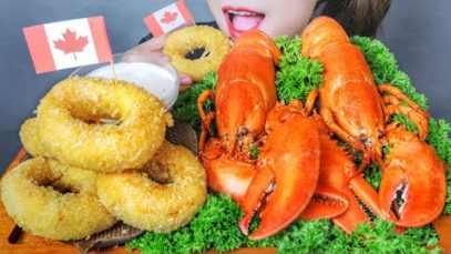 ASMR EATING CANADA LOBSTER X ONION RING TO HAPPY CANADA DAY , EATING SOUNDS | LINH ASMR