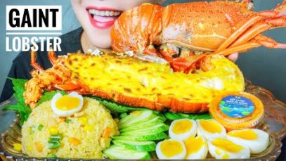 ASMR GRILLED GIANT WESTERN AUSTRALIAN LOBSTER WITH CHEESE , FRIED RICE , SOFT EGGS |LINH-ASMR