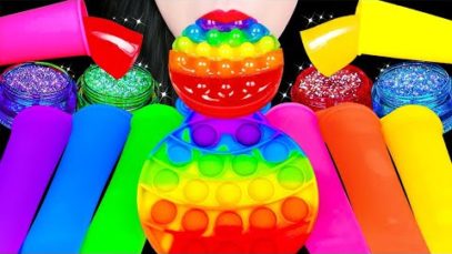 ASMR RAINBOW PUSH POP 레인보우 팝잇, 푸쉬팝 먹방 POP IT, PUSH JELLY DESSERTS MUKBANG *COLOR FOOD EATING SOUNDS