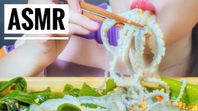 ASMR EATING RAW OCTOPUS WITH SEAWEED , CRUNCHY EATING SOUNDS | LINH-ASMR