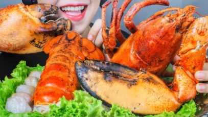 ASMR WHOLE CANADA LOBSTER X SHRIMPS DIMSUM , EATING SOUNDS | LINH-ASMR