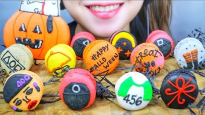 ASMR EATING HALLOWEEN X SQUID GAME MACARON TO HAPPY HALLOWEEN , EATING SOUNDS | LINH-ASMR