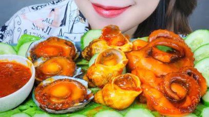 ASMR EATING SPICY SEAFOOD (ABALONE, BULOT SNAIL ,SQUID TENTACLES) EATING SOUNDS | LINH-ASMR