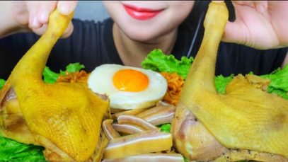 ASMR PORK EAR X CHICKEN STEAMED WITH SALT AND SICHUAN PEPPER , EATING SOUNDS | LINH-ASMR