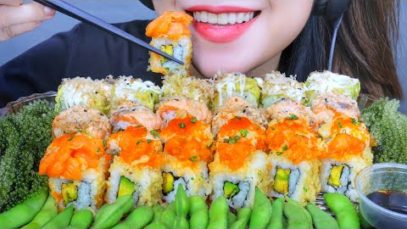 ASMR SUSHI ROLL EATING SOUNDS LINH ASMR