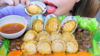 ASMR ABALONE X SCALLOPS WITH OYSTER SAUCE , EATING SOUNDS | LINH-ASMR