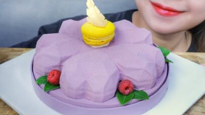ASMR BLUEBERRY MOUSSE CAKE , EATING SOUNDS | LINH-ASMR