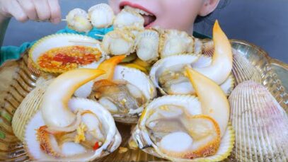 ASMR BOILED POSITIVE SHELLFISH X SCALLOP , EATING SOUNDS | LINH-ASMR