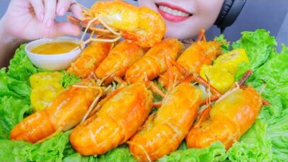 ASMR PRAWN IN SALT EGGS SAUCE , EATING SOUNDS | LINH-ASMR