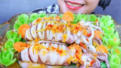ASMR STEAMED SQUID WITH GINGER , EATING SOUNDS | LINH-ASMR