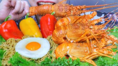 ASMR EATING BABY LOBSTER X NOODLES TO HAPPY NEW YEAR 2022 , EATING SOUNDS | LINH-ASMR
